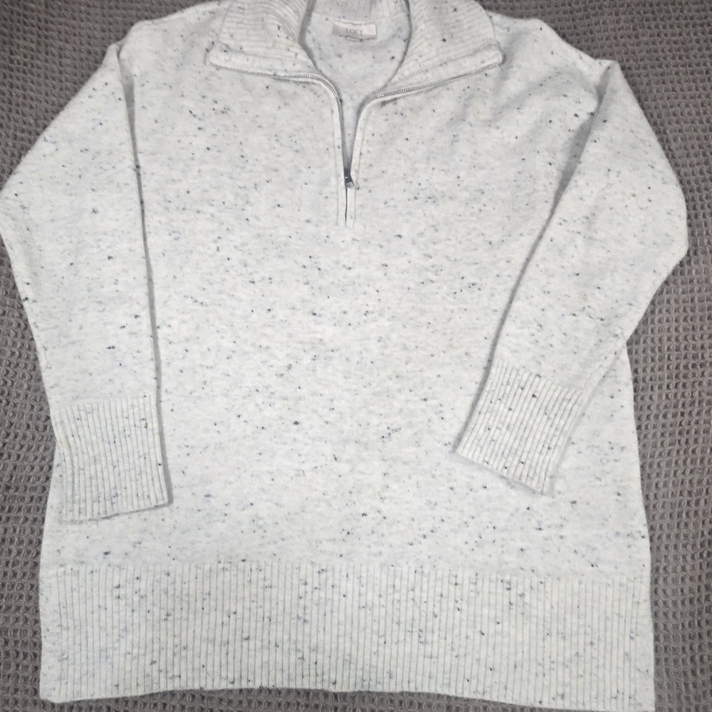 LOFT Speckled Zip-Up Sweater